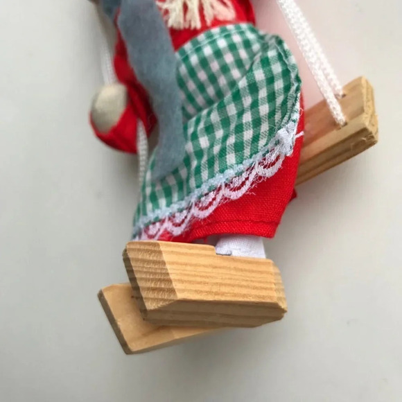 Scandinavian Doll Girl On Swing Wooden Shoes Clogs - Picture 4 of 10